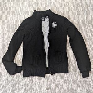 Volcom Vintage Black Knit Cardigan with Logo